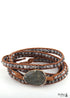 Boho Bracelet, RH 5 Layers Leather Wrap Bracelet, Natural Stones, Navy Lapis